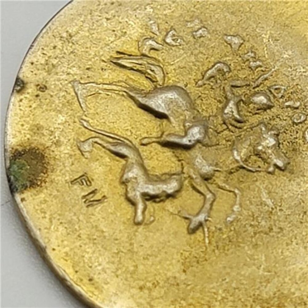 Vintage FM Athena Greek Coin Medallion Necklace Gold Tone Museum Replica 24" - Picture 2 of 8